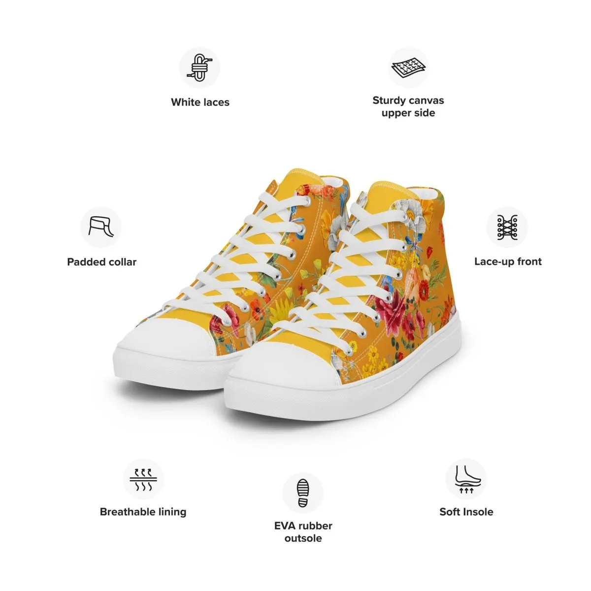 Women's Yellow Floral Sneakers