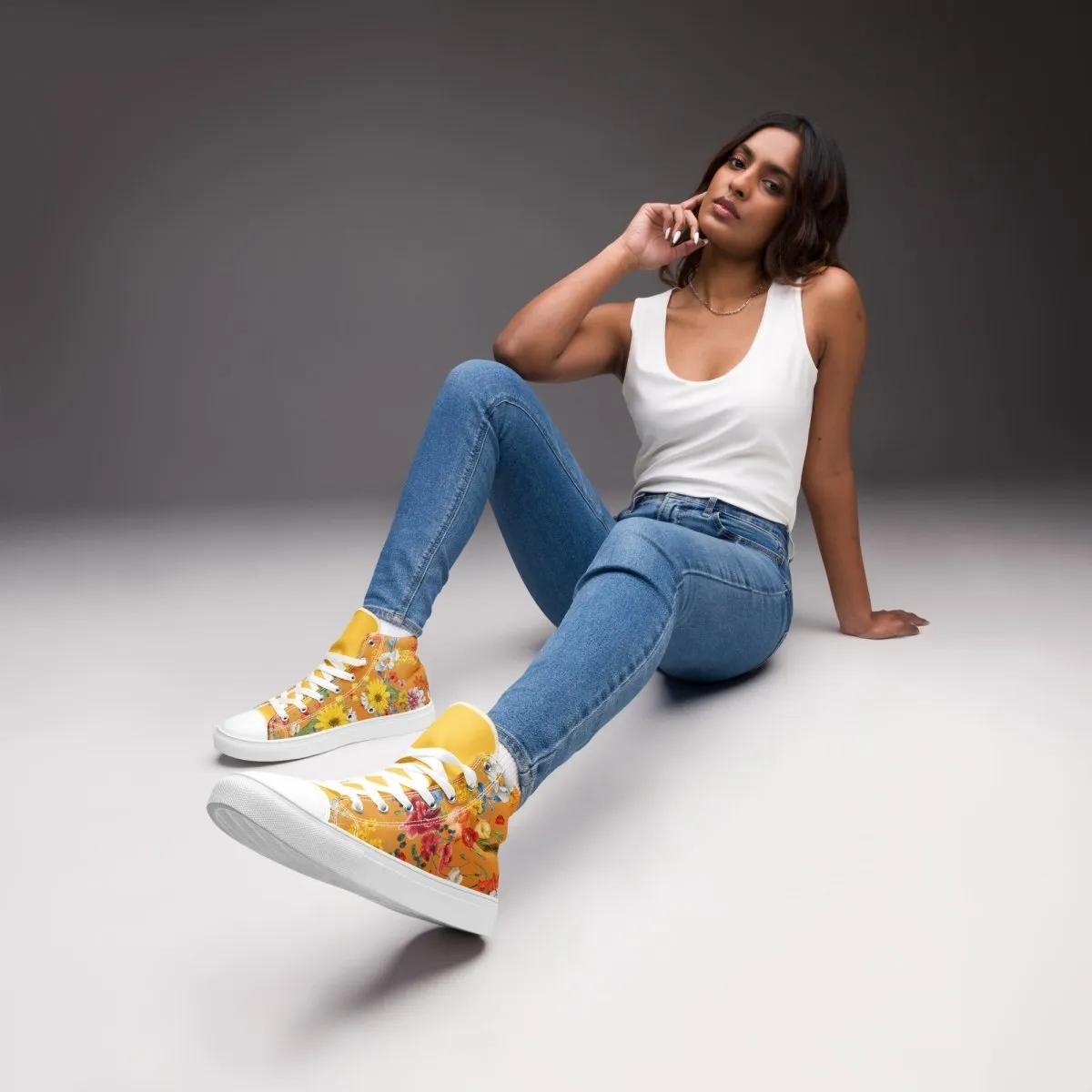 Women's Yellow Floral Sneakers