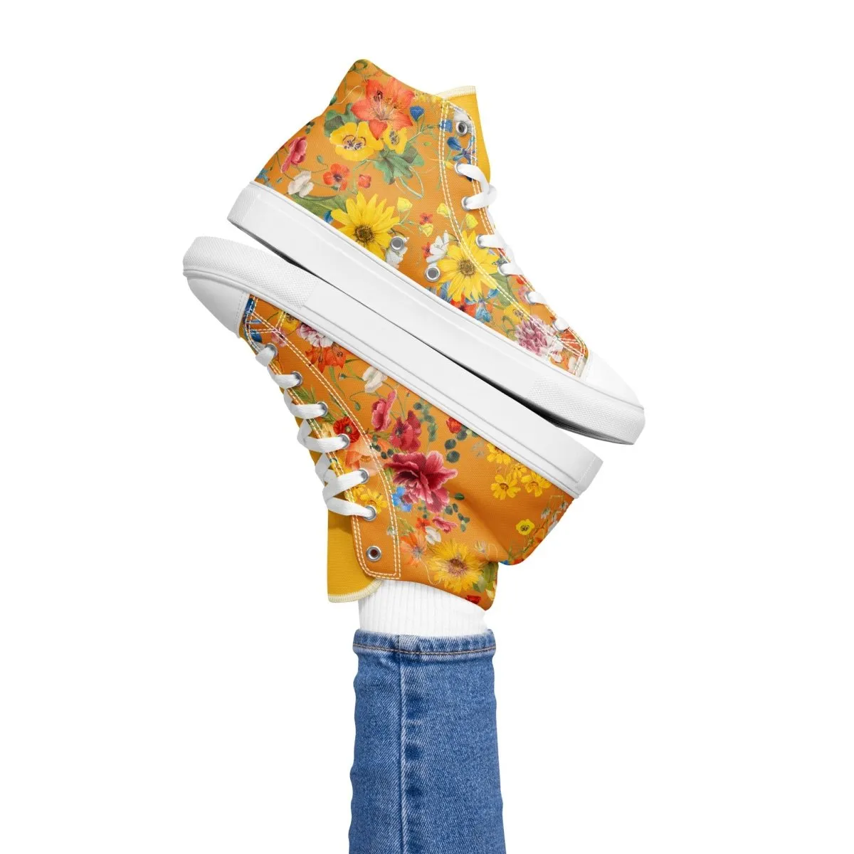 Women's Yellow Floral Sneakers