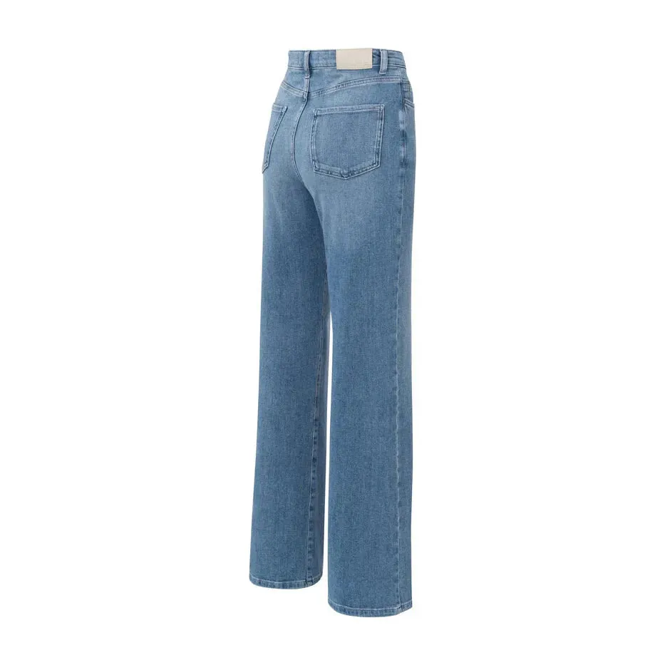 YAYA Wide Leg Blue Denim Jeans
